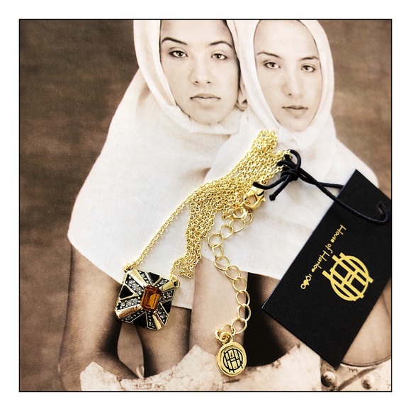 House of Harlow 1960 Jewelry - House of Harlow Art Deco Topaz Pendant Necklace